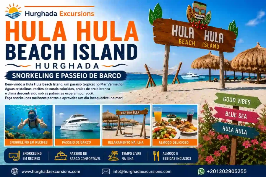 Hula Hula Beach Island Hurghada | Snorkeling e Passeio de Barco