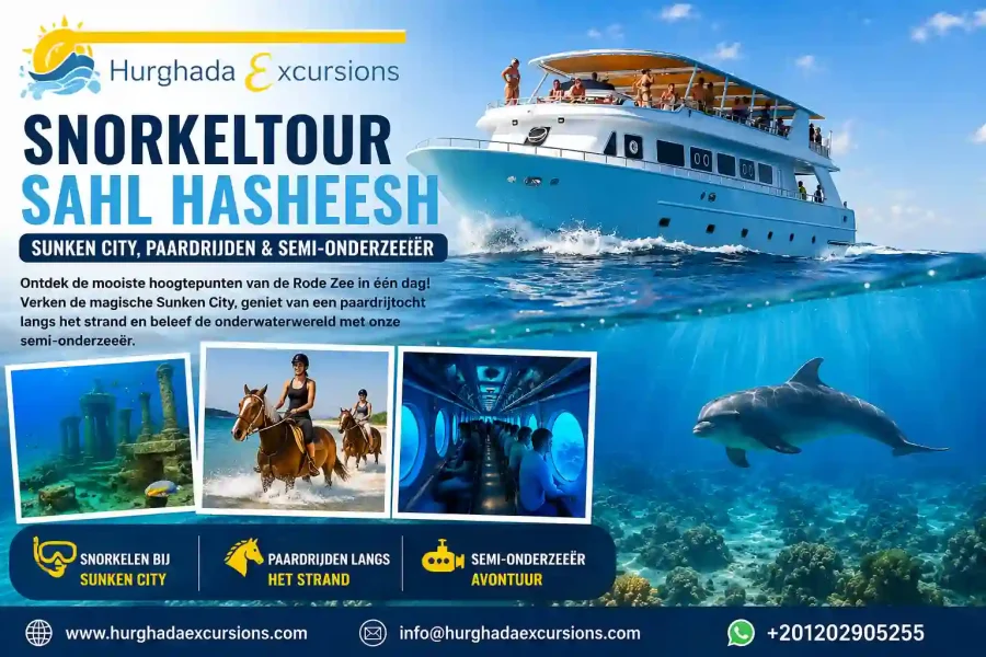 Snorkeltour Sahl Hasheesh | Sunken City, Paardrijden & Semi-onderzeeër