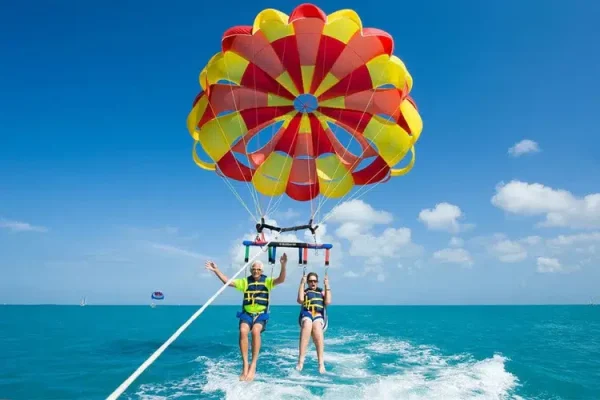 Parasailing over the Red Sea in Makadi Bay