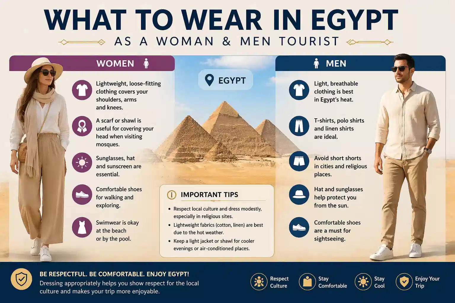 what to wear in Egypt as a woman & men tourist